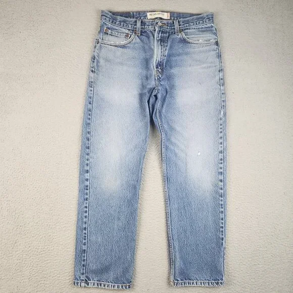 Levis Jeans Mens 34x30 Blue Denim Straight Leg 505 Mid Rise Classic American - Picture 1 of 15